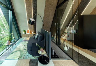 Полосатая мансарда с пятью зонами